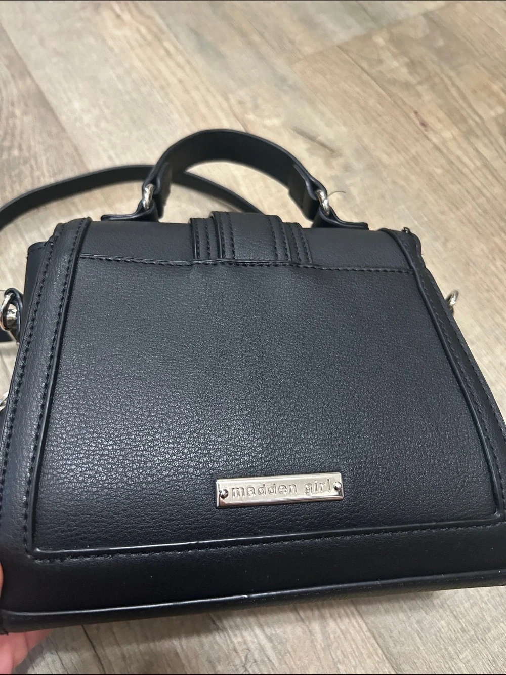 Madden Girl Leather Satchel Crossbody Handbag with Chain Strap